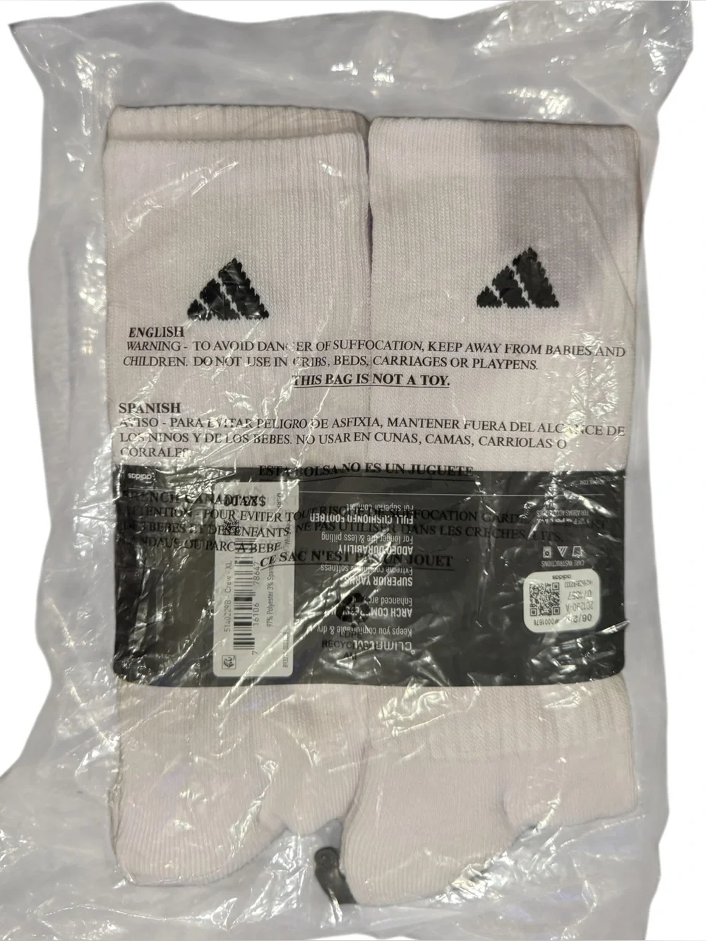 Adidas White Cushioned Crew Socks with Logo 6 Pair Pack Size X-Large 15-19